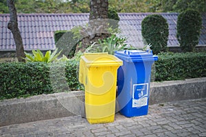 Multicoloured Garbage Trash Bins.