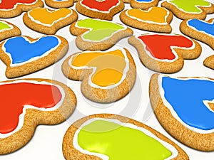 Multicoloured heart cookies