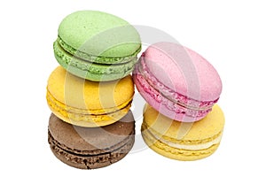 Multicoloured macaroon biscuits. photo
