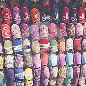 Multicoloured Moroccan slippers, Marrakesh