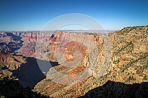 Multicoloured rocks with dozens of layers in Grand Canyon