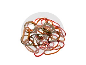 Multicoloured rubber bands isolated on white background