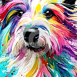 Multicoloured shaggy dog