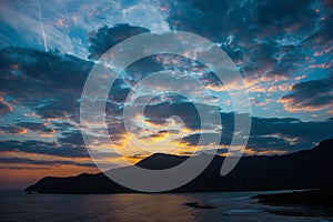 Multicoloured sunrise on the beach of Yapascua, Venezuela