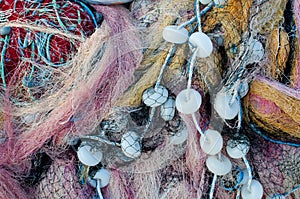 Multicoloured Turkish fishing nets.