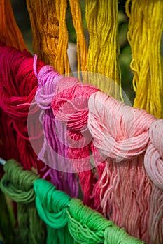 Multicoloured yarn and wool
