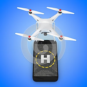 Multicopter Camera Drone Take-off from Mobile Phone Touchscreen