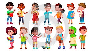 Multicultural Characters Children Kids Set Vector