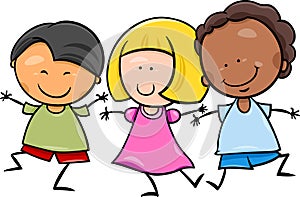 Multicultural children cartoon illustration