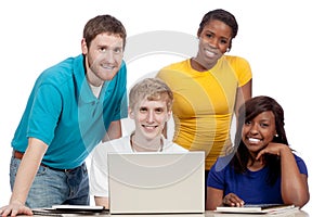 Multicultural College Students around a computer