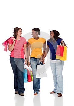 Multicultural College Students, girls shopping