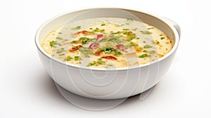 Multicultural Fusion: Digitally Enhanced Hispanicore Soup Bowl On White Background
