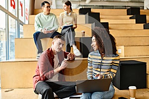 A multicultural group of students sitting