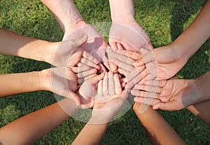 Multicultural hands, children hands