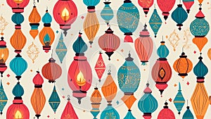 multicultural patterns diwali lanterns seamless ai generated