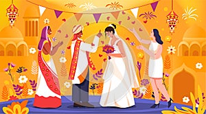 Multicultural Wedding Celebration Illustration vector