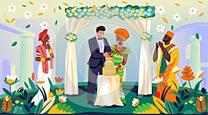 Multicultural Wedding Celebration Illustration vector