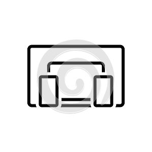 Black line icon for Multidevice, devices and electronic photo