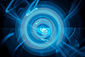 Multidimensional blue glowing futuristic circles background