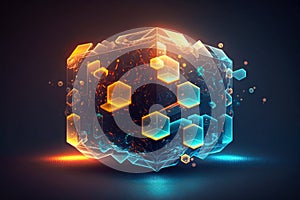Multidimensional glowing blockchain concept generative AI