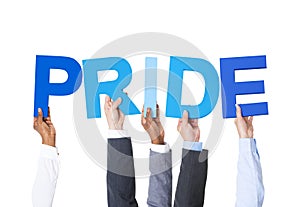 Multiethnic Business People Holding Word Pride