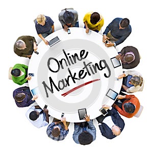 Multiethnic Business People with Online Marketing
