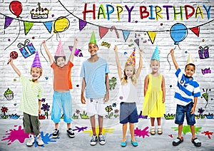 Multiethnic Children Celebrate Happy Birthday Party