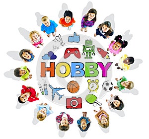 Multiethnic Children Forming a Circle with Hobby Concept