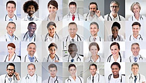 Multiethnic Doctor Faces Photo Collage