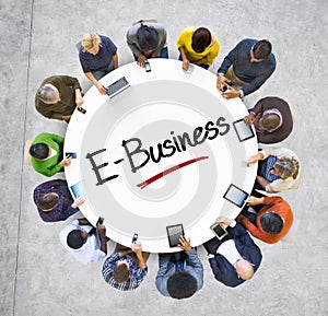 Multiethnic Group of Business People with E-Business