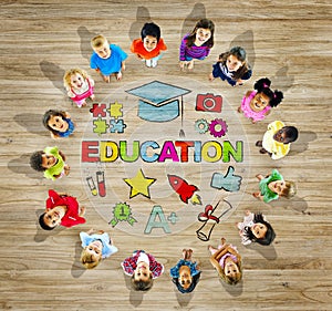 Multiethnic Group of Children Education Concept