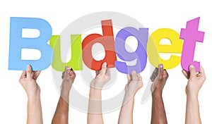 Multiethnic Group of Hands Holding Budget