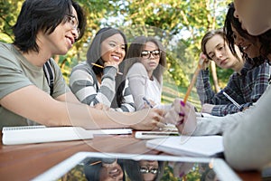 Multiethnic group of happy young students