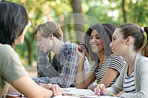 Multiethnic group of happy young students