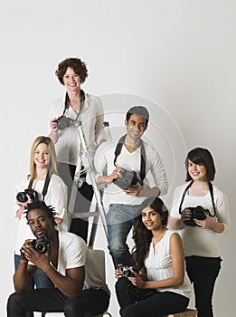 Multiethnic Group Of People With Cameras