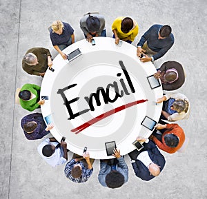 Multiethnic Group of People with Email Concept