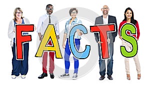 Multiethnic Group of People Holding Letter Facts