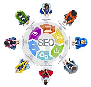 Multiethnic Group of People and SEO Concepts