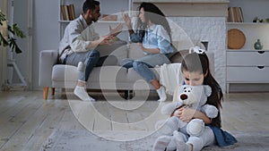 Multiethnic multiracial diverse parents mother and father angry quarrel conflict family problem quarreling shouting