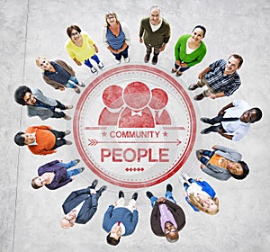 Multiethnic People Forming Circle and Community Concept photo