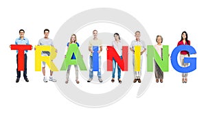 Multiethnic People Holding Word Training
