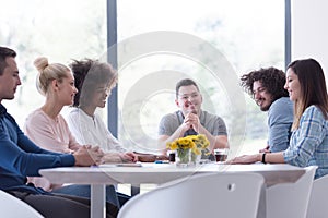 Multiethnic startup Business Team At A Meeting at modern office