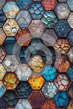 Multifaceted hexagon wall design photo