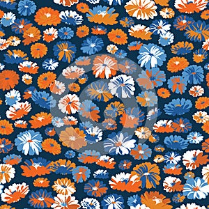 Multitude of colorful flowers. Seamless vector patter.