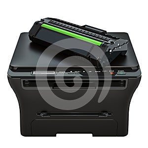 Multifunction printer with toner cartridge, 3D rendering
