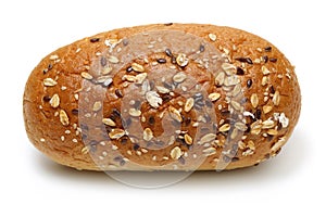 Multigrain bread loaf on white background
