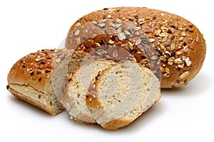 Multigrain bread loafs with slices isolated