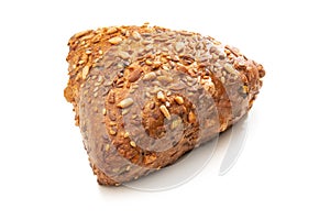 Multigrain bread roll isolated against white background