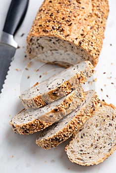 Multigrain bread with seeds sliced