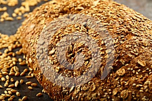 Multigrain brown  bread - healthy  eating concepts.